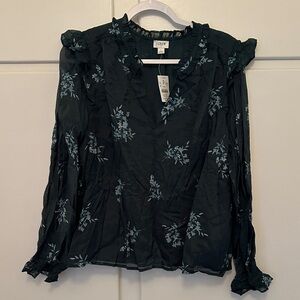 NWT J.Crew Green Floral Blouse